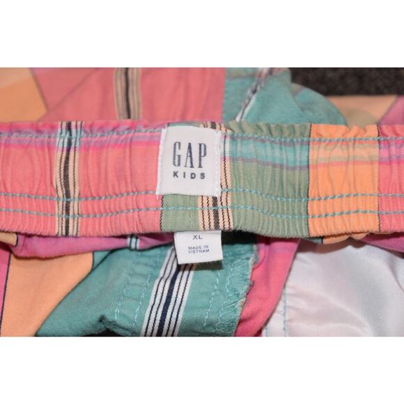 Gap Kids, Plaid Shorts, LN, Pink, Turquoise, Elastic Waist, XL 12 - Picture 3 of 5
